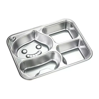 Ventes en gros de plats à dîner divisés en acier inoxydable 304 avec couvercles en acier inoxydable, plateau rectangulaire pour aliments