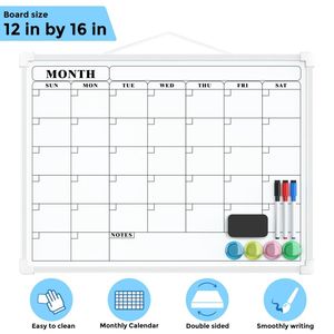Petit <span class=keywords><strong>tableau</strong></span> blanc double face suspendu, <span class=keywords><strong>tableau</strong></span> blanc portable pour la planification, calendrier mensuel, <span class=keywords><strong>tableau</strong></span> blanc effaçable à sec pour mur - Product Image 3