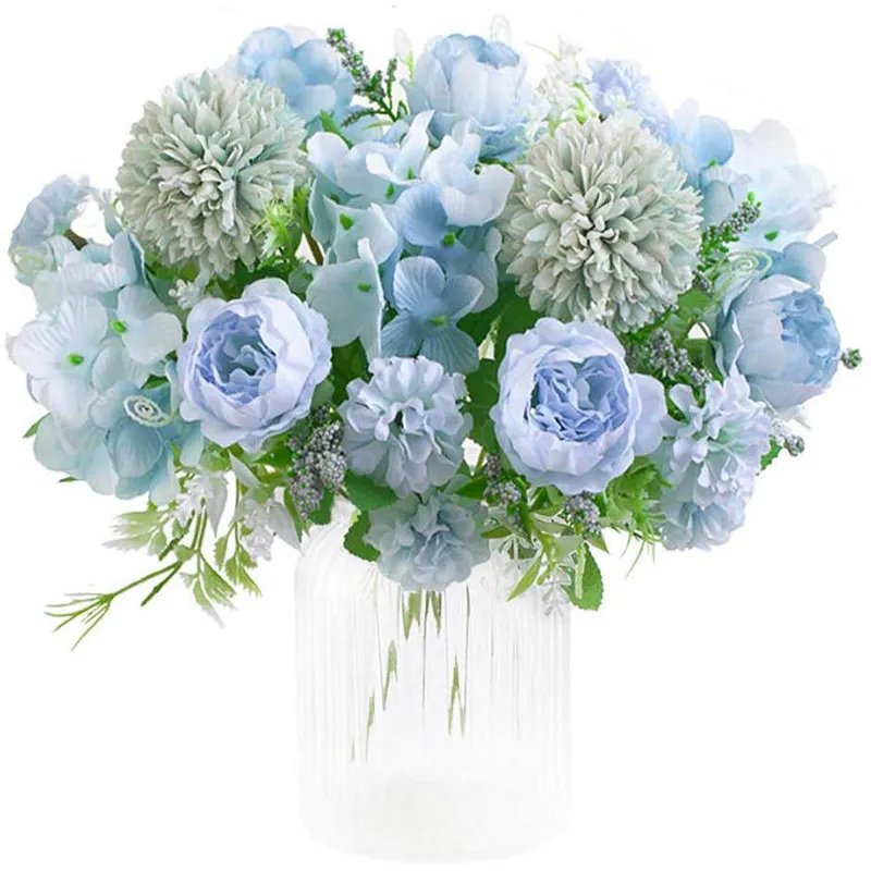 5 สาขาดอกไม้ 20 Buds ขนาดเล็กกานพลู MINI ไฮเดรนเยียดอกไม้คาร์เนชั่นงานแต่งงานตกแต่งตกแต่งผ้าไหมดอกไม้