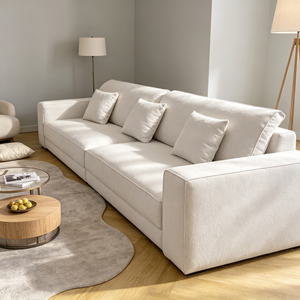 Modern Fabric 3-Seater Sofa With Cushion Back And Square Arms Living Room Furniture - Product Image 6