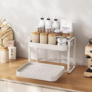 Double Layer <b>Tea</b> Cup Holder Storage Rack Desktop Organizer With Drain Tray For Kitchen Bathroom Use - Product Image 3