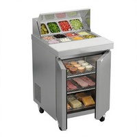 Table de préparation réfrigérée commerciale pour sandwichs et salades, en acier inoxydable 304, avec vitrine réfrigérée et contrôle numérique de la température pour restaurant