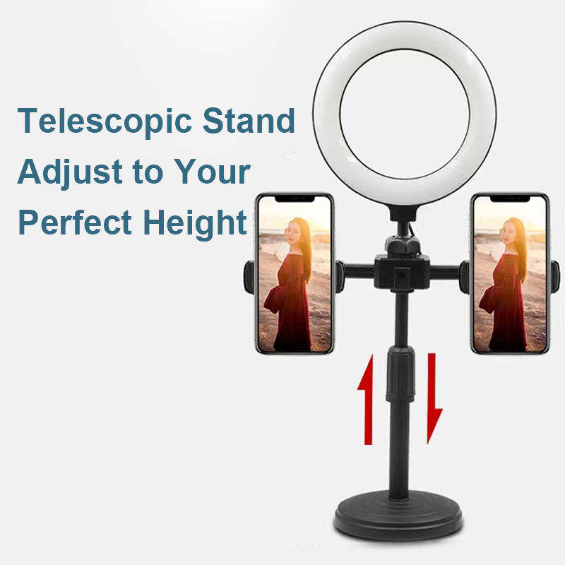 6 Inch Led Selfie Ring Light Tripod Stand Mobile Live Broadcast Makeup Photography Fill Light LED Dual Position Phone Support