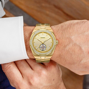 Reloj Mecánico de Lujo Personalizado de 41 mm con Bisel de Diamantes Dorado para Hombre, Cristal de Zafiro, Esfera Analógica Esqueletizada, Relojes Automáticos - Product Image 2