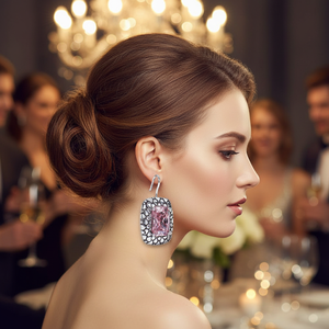 ARIELLE Pendientes Colgantes Geométricos de Acero Inoxidable de 34 mm con Diseño de Rosa Vintage para Mujer, Hipoalergénicos, Ideales para Fiestas - Product Image 3