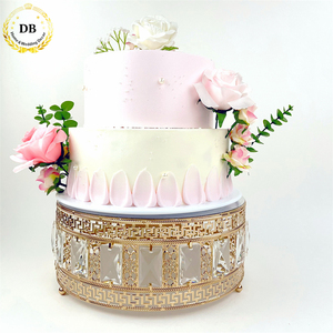 Bases para Pasteles Hechas a Mano, Soportes para Exhibición de Postres, Soportes para Pasteles Altos de Cristal Chapados en Oro para Bodas de 10, 12 y 14 Pulgadas - Product Image 2