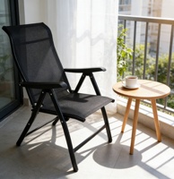 Chaise d'extérieur moderne et durable en tissu Teslin, cadre en acier pliable, siège en maille respirante, compacte, facile à ranger, idéale pour se détendre à l'hôtel ou dans le jardin