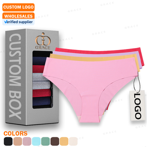 Ropa interior sin costuras con logotipo personalizado, calzoncillos de seda helada adheridos de una pieza, bragas Hipster invisibles, ropa interior sin costuras <span class=keywords><strong>para</strong></span> <span class=keywords><strong>mujer</strong></span> - Product Image 1