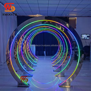 Support de fond rectangulaire en métal pour photographie avec miroir tunnel LED lisse, lumière RGB personnalisable en taille et couleur pour la décoration de mariage - Product Image 4