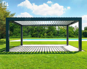 <span class=keywords><strong>Pabellón</strong></span> de aluminio moderno en <span class=keywords><strong>el</strong></span> jardín del patio trasero con techo <span class=keywords><strong>el</strong></span>éctrico abatible, cenador al aire libre y toldo parasol - Product Image 5