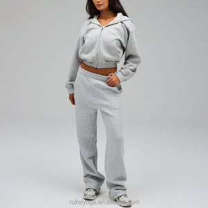 Produttori Logo personalizzato regolabile peso massimo 400gsm francese Terry Plain in bianco <span class=keywords><strong>oversize</strong></span> <span class=keywords><strong>pile</strong></span> da <span class=keywords><strong>donna</strong></span> ritagliato con Zip felpa con cappuccio - Product Image 3