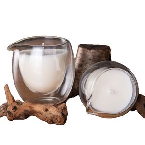 Soy <b>Wax</b> Candle Double Layer Borosilicate Glass With Spout Home Decoration Round Cup Shaped - Product Image 4