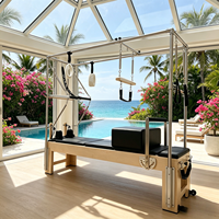 Table de Pilates Professionnelle en Bois d'Érable, Reformer Cadillac Trapeze 3-en-1, Machine de Fitness Haut de Gamme Portable et Réglable pour Studio