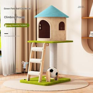 Stabiler Interaktiver Katzenbaum mit Kratzstamm aus Natur-Sisal, Holzleiter und Drehball für Hauskatzen - Product Image 2