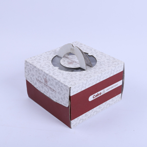 High quality printed cake box with window made of single layer solid white paper custom size