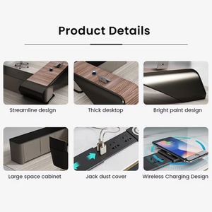 Bureau debout intelligent 2025 avec chargeur sans fil, design italien de luxe pour espace de travail de PDG, mobilier de bureau moderne - Product Image 3