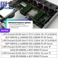 Serveur AI en rack HPE ProLiant DL345 Gen11 2U, processeur AMD EPYC 9554, emplacements PCIe 5.0, refroidissement liquide, 16 Go de DDR5, garantie de 3 ans