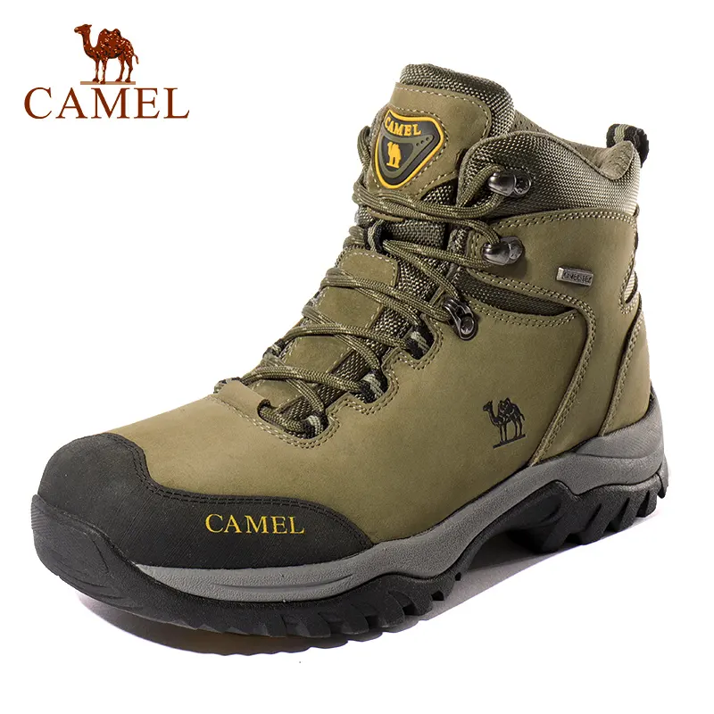 Camel Outdoor Sneaker Rubber Sole Cowhide High Quality Lace Up Breathable No Slip Climbing Trekking Shoes for Men