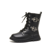 Bottes en cuir pour filles avec fermeture éclair latérale et boucle, antidérapantes, pour l'hiver, vente en gros, personnalisables