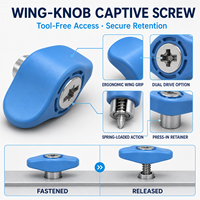 Vis captive à sertir Blue Wing 6-32 en acier, à six lobes, avec bouton en plastique, pour fixation de panneaux