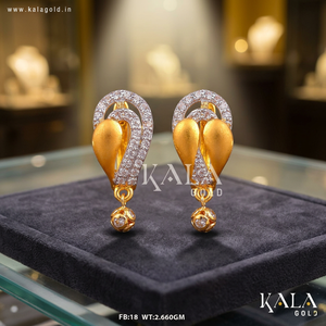 ต่างหูแบบหนีบ Kala Gold ทองคำ 18K สีเหลือง ประดับเพชรทรงบริลเลียนท์ ดีไซน์บาหลี สำหรับผู้หญิง สไตล์ทันสมัยและดั้งเดิม - Product Image 2
