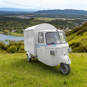 Camion de vente ambulante électrique blanc à trois roues pour glaces, café et repas en plein air, remorque en acier inoxydable - Product Image 4