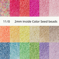 Stok Tersedia 30/100 Gram per Kantong Manik-manik Biji Berkualitas Tinggi Berwarna Berlapis Kilap 11/0 2mm Manik-manik Biji Kaca untuk Pembuatan Perhiasan