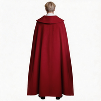 Cape rouge médiévale avec boutons argentés - Cape longue vintage pour adultes, Renaissance, Gothique, Halloween, Cosplay