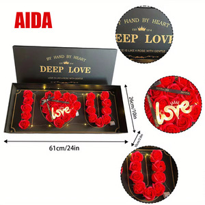 โรงงานขายส่งโดยตรง แบรนด์ AIDA กล่องของขวัญรูปทรงสี่เหลี่ยมผืนผ้า ดอกกุหลาบ ดีไซน์สร้างสรรค์ พร้อมข้อความ ILoveYou ของขวัญสุดหรูสำหรับแฟนสาว - Product Image 2