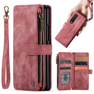 Nueva Cartera Multifuncional Retro <span class=keywords><strong>de</strong></span> Cuero con Soporte, Ranuras para Tarjetas, Bolsillo con Cremallera, Fundas para Teléfono para <span class=keywords><strong>Samsung</strong></span> <span class=keywords><strong>Galaxy</strong></span> Z Fold 4 5 6 - Product Image 1