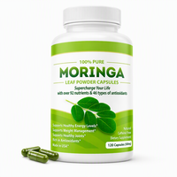 Suplemen Diet Kapsul Moringa OEM dengan 100% Bubuk Daun Murni, Manfaat Antioksidan, Kualitas Makanan