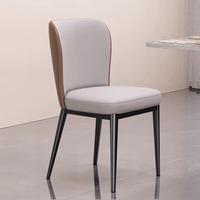 Chaise de salle à manger en fer forgé, style luxe léger, simple et moderne, avec dossier en cuir souple, pour la maison et le restaurant, mobilier domestique polyvalent