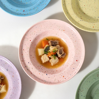 Ensemble de vaisselle en céramique élégante et luxueuse, tasses et mugs en porcelaine en vert/rose/bleu/jaune/violet, passe au micro-ondes et au lave-vaisselle