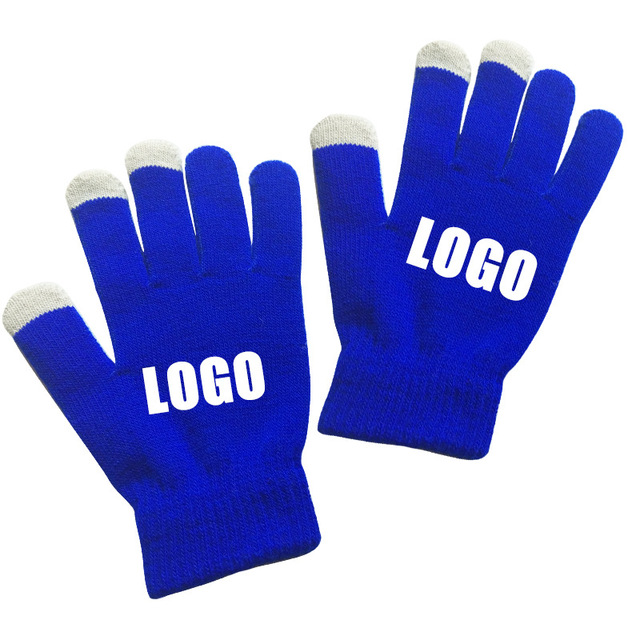 Custom Logo Knit Touch Screen Gloves for Winter - Warm Promotional Touchscreen Gloves for Men & Women