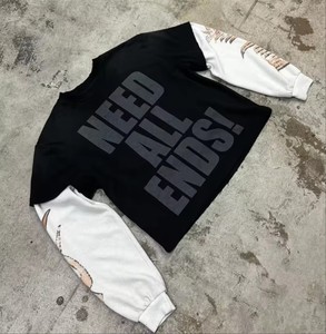 <span class=keywords><strong>Custom</strong></span> Cropped Vintage Double Layer T-Shirt mit langen Waffel ärmeln für Männer Baumwolle Streetwear Distressed Stone Acid Wash Top - Product Image 5