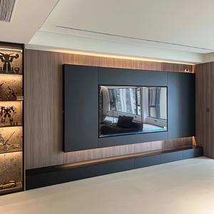 Mueble de TV moderno montado en la pared Diseño de madera y vidrio Almacenamiento Sala de estar Soporte de TV - Product Image 1