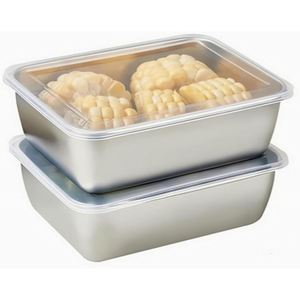 New Flatness Eco Friendly 2 <b>Compartments</b> 1-3L Capacity Freshness Preservation Stainless Steel <b>Lunch</b> <b>Box</b> Food Container Lid - Product Image 1