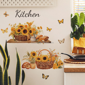 KÜCHEN-Sonnenblumen-Schmetterlings-Aufkleber selbstklebende Wand-Aufkleber für Küche Esszimmer-Dekoration PVC-Wandbild - Product Image 4