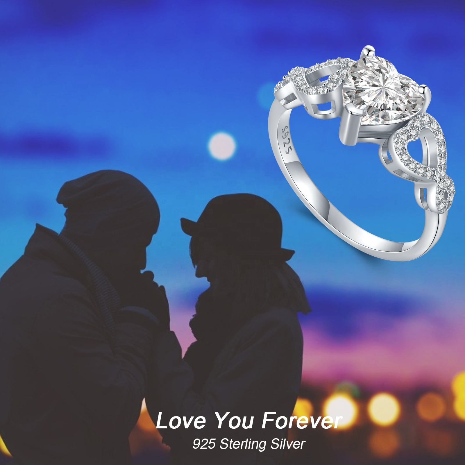 Gioiello ZARD Argento Sterling Anello In Argento 925 Con Ciondolo Cuore E Zirconi - ZARD, Design A Fascia, Perfetto Per Regali Sarah Zadrazil - Foto 3