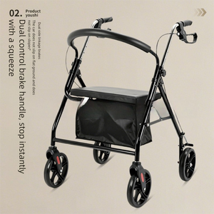 <span class=keywords><strong>Deambulatore</strong></span> <span class=keywords><strong>a</strong></span> 4 Ruote Regolabile per Anziani <span class=keywords><strong>con</strong></span> Ruote da 8 Pollici, Ausilio per la Mobilità Pieghevole <span class=keywords><strong>con</strong></span> Sedile, <span class=keywords><strong>Freno</strong></span> <span class=keywords><strong>a</strong></span> <span class=keywords><strong>Mano</strong></span>, Leggero - Product Image 3
