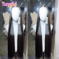Perruques frontales sans colle NewWave en cheveux humains indiens lisses 13x4 noirs pour femmes, densité 200%, longues, avec dentelle transparente