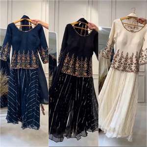 อินเดียชาติพันธุ์สวมใส่เครื่องแต่งกายสามชิ้นชุดเสื้อผ้าผู้หญิงพิมพ์อินเดีย Kurtis พร้อมกางเกง Palazzo คุณภาพสูงวัสดุ - Product Image 6