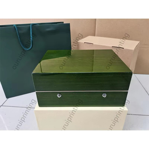 Boîte à remontoir de montres en bois vert brillant haut de gamme, personnalisable avec logo, nouveau design, durable, coffret cadeau, rangement supérieur pour montres - Product Image 6