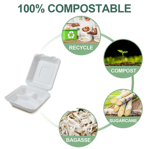 Fabrikant Suikerriet Bagasse Voedselcontainer Wegwerp Biologisch Afbreekbare Clamshell <span class=keywords><strong>Burger</strong></span> <span class=keywords><strong>Box</strong></span> Weg Te Nemen Lunch Inpakken Afhaalmaaltijden - Product Image 3