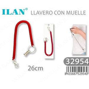 Portachiavi con Molla 26cm Rosso, Meccanismo a Molla per Chiavi e Accessori - Product Image 3