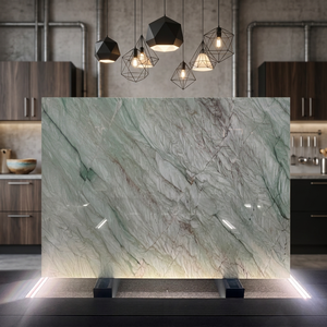Dalles de quartzite amazonite vert naturel polies, dalles de marbre de luxe pour panneau mural de fond de télévision, décoration intérieure de villa - Product Image 1