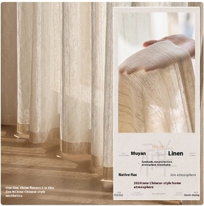 Style japonais haut de gamme rideaux noirs occultants en lin <span class=keywords><strong>transparent</strong></span> cantonnières en coton salon de thé Zen filtre de lumière <span class=keywords><strong>Non</strong></span> <span class=keywords><strong>transparent</strong></span> - Product Image 6