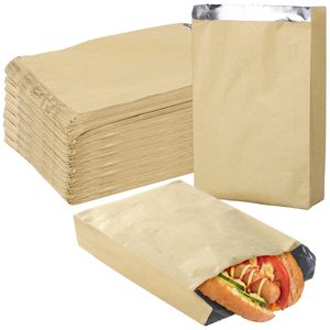 Bolsa de Papel Kraft <span class=keywords><strong>con</strong></span> Revestimiento de Papel de Aluminio Resistente al Aceite, Color Marrón y Blanco, para Guardar el Calor de BBQ, Galletas, Hamburguesas, <span class=keywords><strong>Palomitas</strong></span> de Maíz y Kebabs - Product Image 1