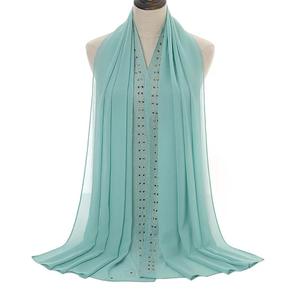 Hijab <span class=keywords><strong>de</strong></span> chifón con perlas <span class=keywords><strong>de</strong></span> Malasia para mujer, pañuelo para la cabeza con diamantes étnicos - Product Image 4