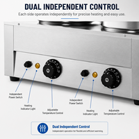 Bain-marie électrique double cuve CUCINA 7L+7L en acier inoxydable pour maintien au chaud des soupes, 30-110 ° Thermostat C pour la restauration